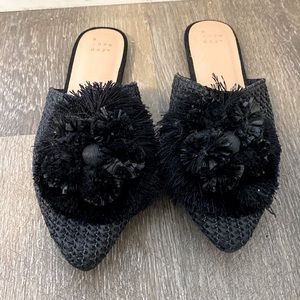 Target Black Raffia Slip-Ons